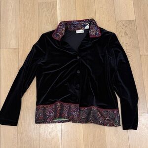 Studio Ease Black Velvet Blazer with Paisley Accents